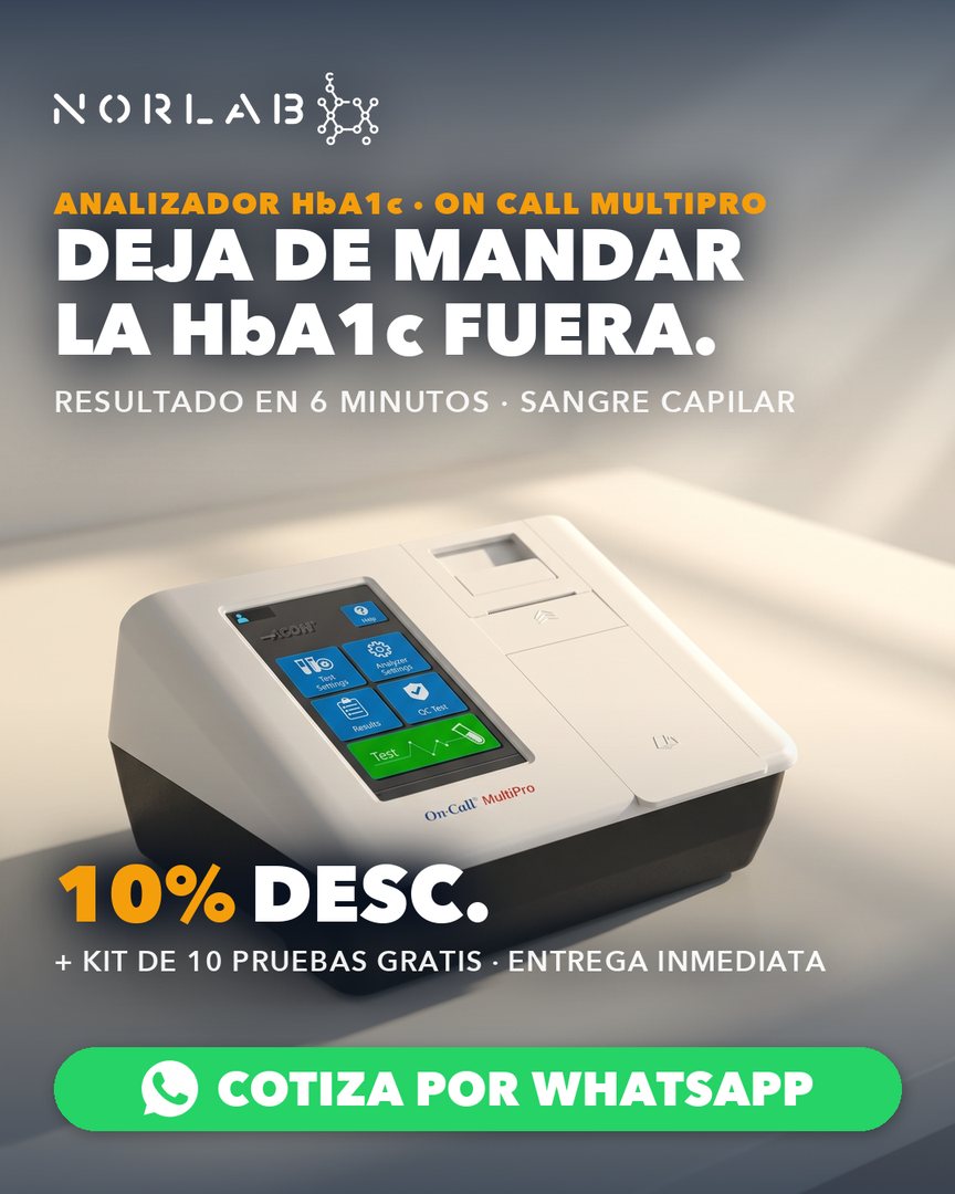 Analizador de hemoglobina glicosilada On Call MultiPro de ACON, resultado en 6 minutos con sangre capilar. 10% de descuento de lanzamiento más kit de 10 pruebas.