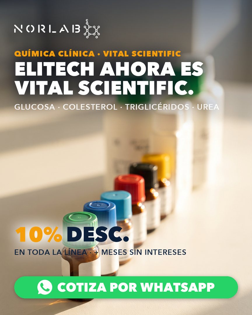 Reactivos de química clínica Vital Scientific, antes Elitech: glucosa, colesterol, triglicéridos y urea. 10% de descuento en toda la línea.